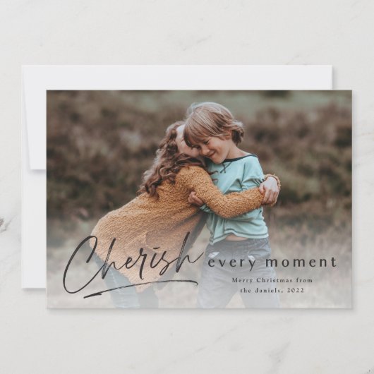 Cherish each Moment Script Photo Merry Kerstmis Kaart (Voorkant)