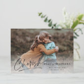 Cherish each Moment Script Photo Merry Kerstmis Kaart (Staand voorkant)