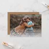 Cherish each Moment Script Photo Merry Kerstmis Kaart (Voorkant / Achterkant in situ)