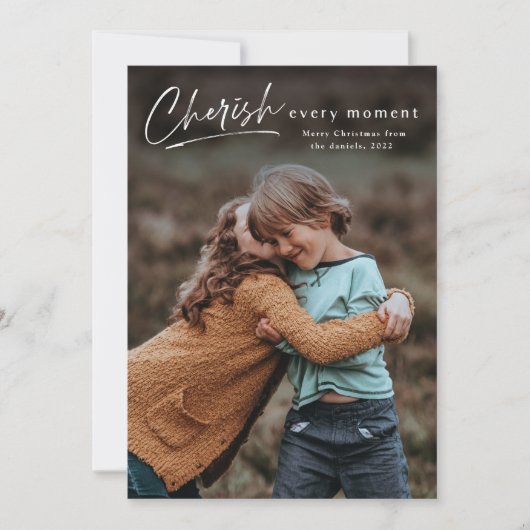 Cherish elk moment 2 foto Holiday Kerstmis Kaart (Voorkant)