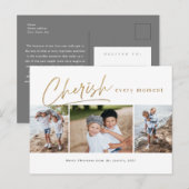 Cherish elk moment drie foto kerstkaart briefkaart (Voorkant / Achterkant)