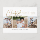Cherish elk moment drie foto kerstkaart briefkaart (Voorkant)