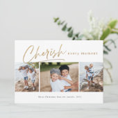 Cherish Elke Moment 3 foto Feestdagenkaart (Staand voorkant)