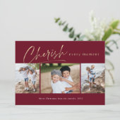Cherish Elke Moment 3 foto Feestdagenkaart (Staand voorkant)