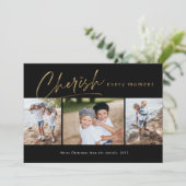 Cherish Elke Moment 3 foto Feestdagenkaart (Staand voorkant)