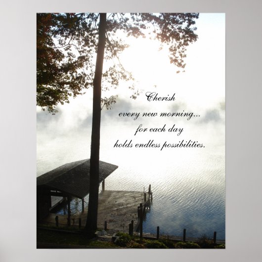 Cherish Elke ochtend - Foggy Lake Poster (Voorkant)