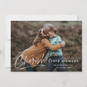 Cherish Every Moment Script Photo Merry Christmas Kaart (Voorkant)