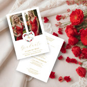 Cherish  Floral Heart Initials Graduate 2 Photos Kaart