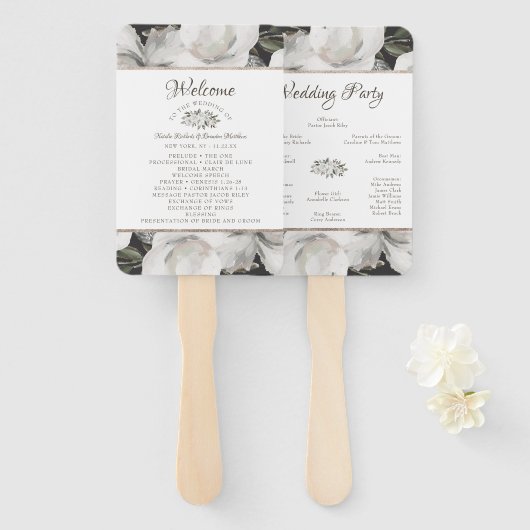  Cherish Floral Wedding Ceremony Programma Handwaaier (Voorkant en achterkant)