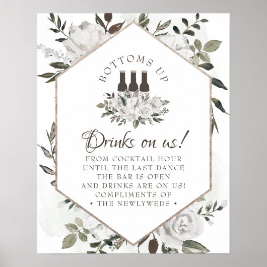  Cherish Floral Wedding Open Bar Teken Poster (Voorkant)