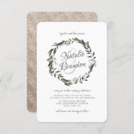 Cherish Leaf groen krans bruiloft Kaart