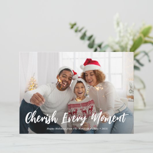 cherish merry christmas holiday card feestdagenkaart (Staand voorkant)