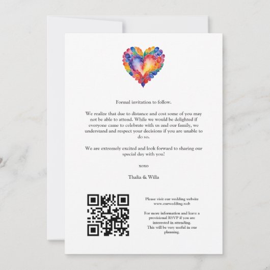 Cherish Modern Pride Rainbow Heart Photo Wedding Save The Date (Achterkant)
