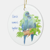 Cherish moments together, Cute Cuddling Parrots Keramisch Ornament (Links)