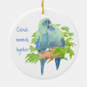 Cherish moments together, Cute Cuddling Parrots Keramisch Ornament (Achterkant)