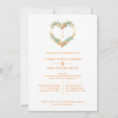 Cherish Orange & Green Floral Heart Wreath Wedding Kaart (Voorkant)