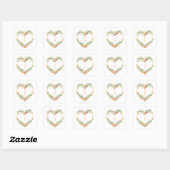 Cherish Orange & Green Floral Heart Wreath Wedding Vierkante Sticker (Vel)