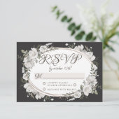 Cherish Ovaal Bloemen Bruiloft RSVP Reactie Kaartje (Staand voorkant)