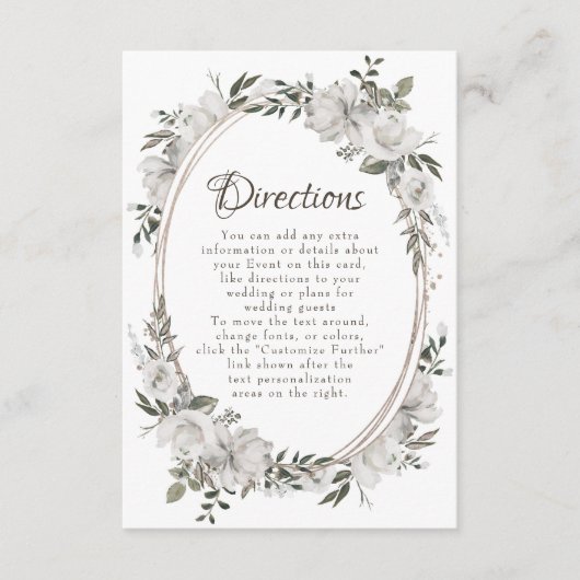  Cherish Oval Floral Wedding Routebeschrijving Informatiekaartje (Voorkant)