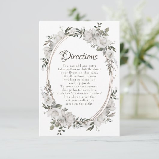 Cherish Oval Floral Wedding Routebeschrijving Informatiekaartje (Staand voorkant)