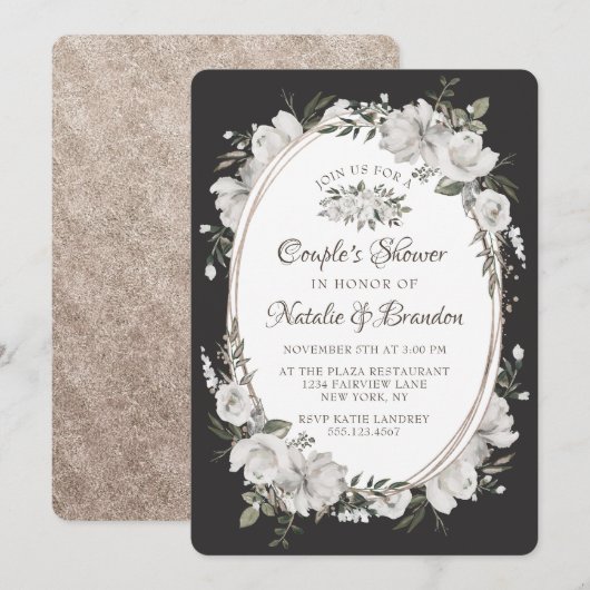 Cherish Oval Lijst Couple's Trouwdouche Kaart (Voorkant / Achterkant)