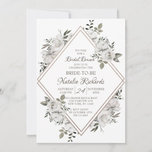  Cherish Rozen Diamond Bridal Brunch Shower Kaart (Voorkant)