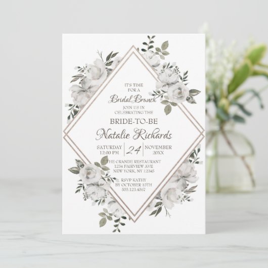  Cherish Rozen Diamond Bridal Brunch Shower Kaart (Staand voorkant)