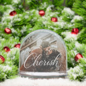 Cherish Script Photo Snow Globe – Personalized 2‑P Sneeuwbol (Kerstmis)