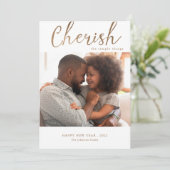 Cherish the Simple Things Modern New Year Photo Feestdagenkaart (Staand voorkant)