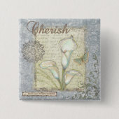 Cherish Vierkante Button 5,1 Cm (Voorkant)