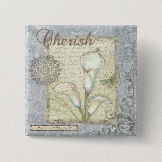Cherish Vierkante Button 5,1 Cm (Voorkant)