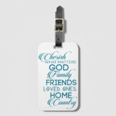 Cherish What matter Blauwgroen Bagagelabel (Voorkant (verticaal))