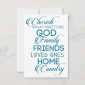 Cherish What matter Blauwgroen Bedankkaart (Voorkant)