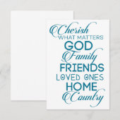 Cherish What matter Blauwgroen Bedankkaart (Voorkant / Achterkant)