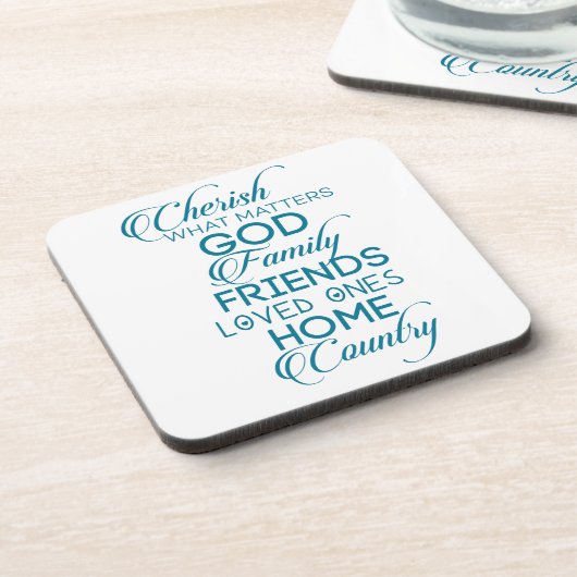 Cherish What matter Blauwgroen Bier Onderzetter (Linkerzijde)