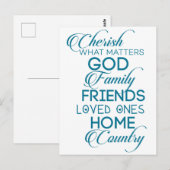Cherish What matter Blauwgroen Briefkaart (Voorkant / Achterkant)