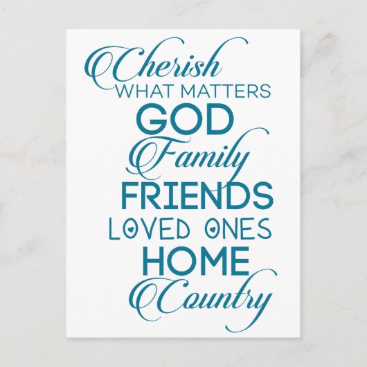 Cherish What matter Blauwgroen Briefkaart (Voorkant)