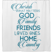Cherish What matter Blauwgroen Douchegordijn (Voorkant)