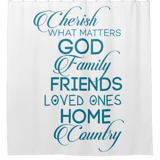 Cherish What matter Blauwgroen Douchegordijn (Voorkant)