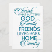 Cherish What matter Blauwgroen Feestdagenkaart (Voorkant / Achterkant)