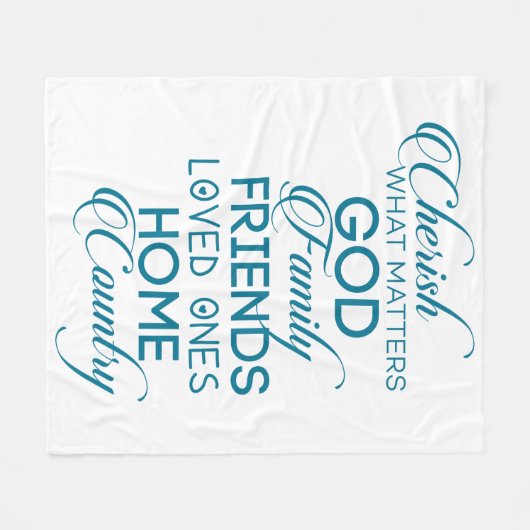Cherish What matter Blauwgroen Fleece Deken (Voorkant (Horizontaal))