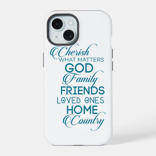 Cherish What matter Blauwgroen iPhone 15 Case (Achterkant)