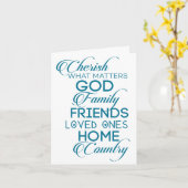 Cherish What matter Blauwgroen Kaart (Gele Bloem)