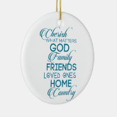 Cherish What matter Blauwgroen Keramisch Ornament (Rechts)