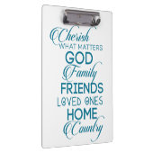 Cherish What matter Blauwgroen Klembord (Rechts)