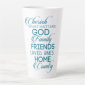Cherish What matter Blauwgroen Latte Mok (Voorkant)