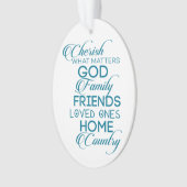 Cherish What matter Blauwgroen Ornament (voorkant)