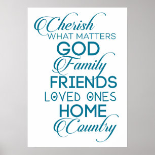 Cherish What matter Blauwgroen Poster