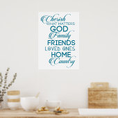 Cherish What matter Blauwgroen Poster (Keuken)