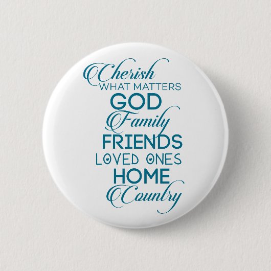 Cherish What matter Blauwgroen Ronde Button 5,7 Cm (Voorkant)